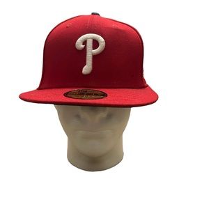 PHILADELPHIA PHILLIES MLB RETRO NEW ERA 5950 RED W/ BLACK UNDER FITTED HAT